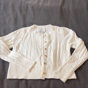 Pink Rose Cream Cable Knit Cardigan
